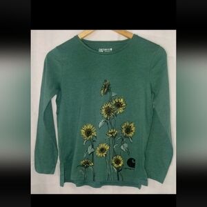 Carhartt Kids Girls Teal Heather Sunflower Graphic Long Sleeve T-Shirt Tee 12
